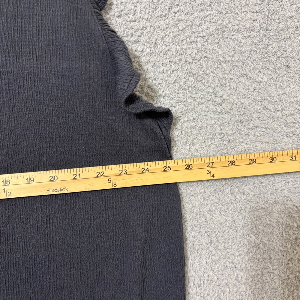 Casual Ruffle Sleeve Dress Charcoal Gray Side Slit Midi Petite Plus XXL - Picture 8 of 10